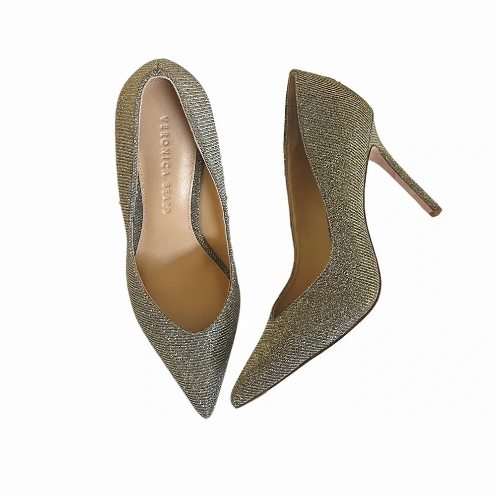 Veronica Beard Nathalia Metallic Pointy Toe‎ Heels
